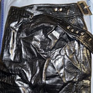 Leather midi skirt. Comes with the belt